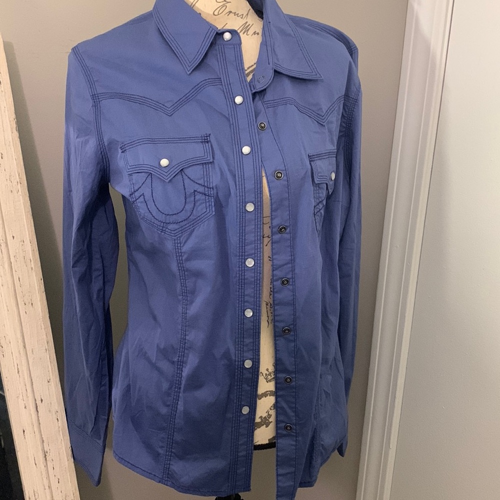 L/S Blue True Religion button down